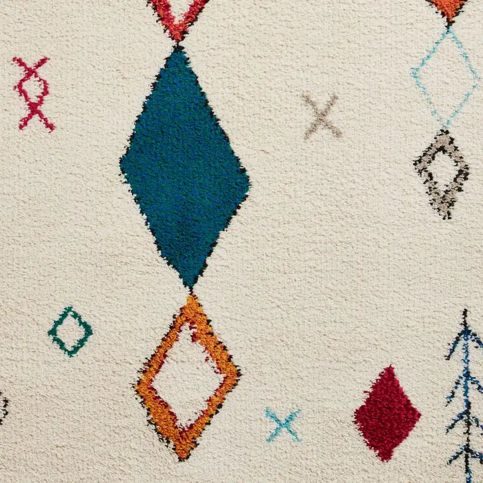 Think Rugs boho a859 multi Ivory, Multicoloured Living Room Geometric Rug.
