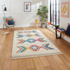 Think Rugs boho c444 multi Ivory, Multicoloured, Cream Living Room Geometric Rug.