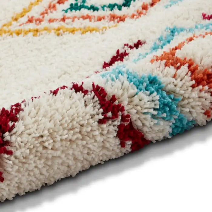 Think Rugs boho c444 multi Ivory, Multicoloured, Cream Living Room Geometric Rug.