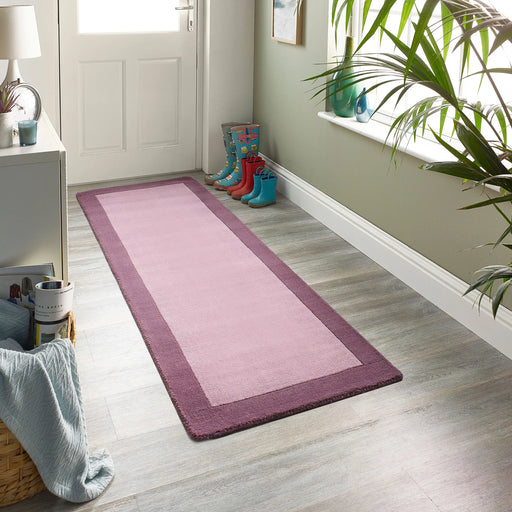 Origins borders mauve Purple Living Room Wool Rug.