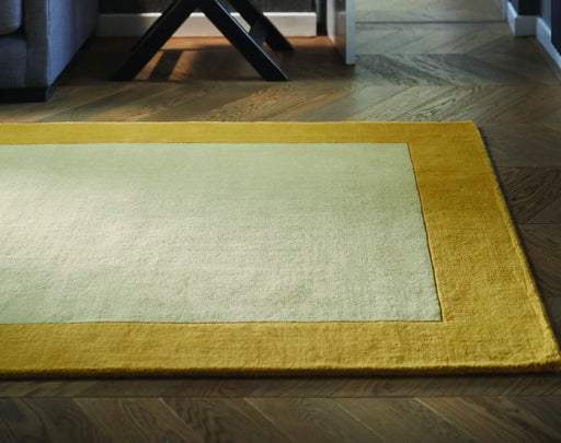 Origins borders ochre Yellow Living Room Wool Rug.
