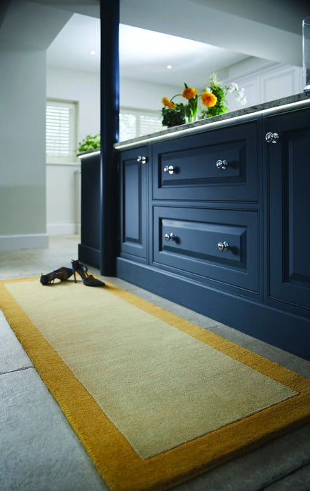 Origins borders ochre Yellow Living Room Wool Rug.