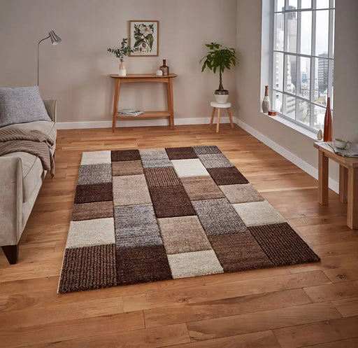 Think Rugs brooklyn 21830 beige grey Grey, Beige Living Room  Rug.
