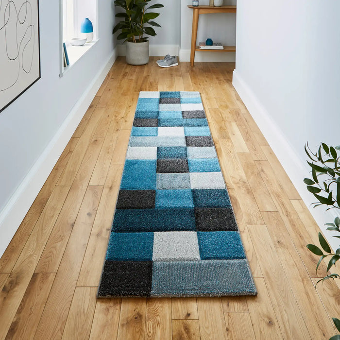 Think Rugs brooklyn 646 blue grey Blue, Grey Living Room  Rug.