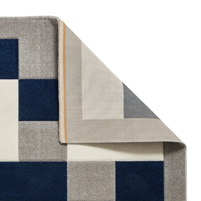 Think Rugs brooklyn brk04 grey navy Grey, Navy Living Room  Rug.