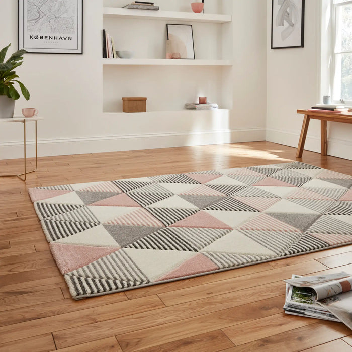 Think Rugs brooklyn brk15 grey rose Grey, Pink Living Room  Rug.