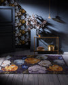 Clarke & Clarke floretta mineral charcoal Multicoloured Living Room Floral Rug.