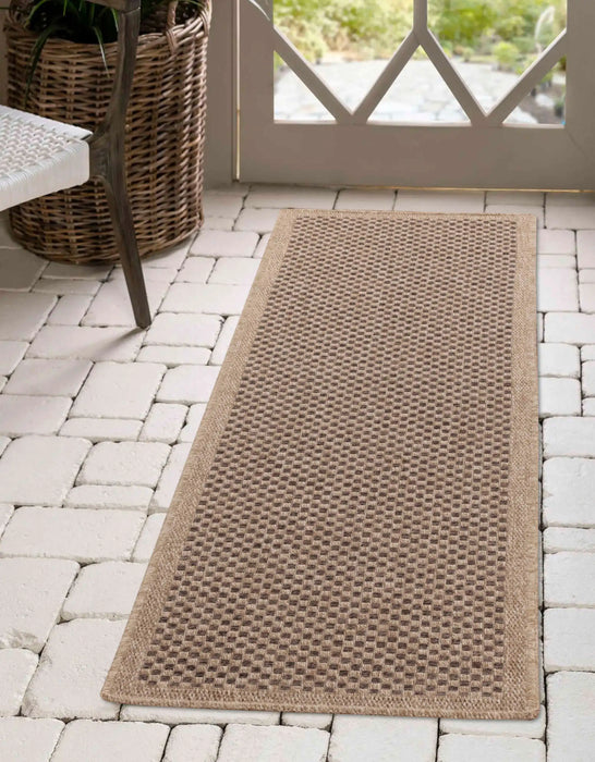 Serdim Rugs harper outdoor check jute Brown Living Room Natural Fibre Rug.