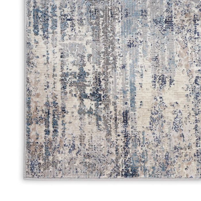 Calvin Klein ck022 infinity ifn04 ivory grey blue Blue, Grey, Ivory, Multicoloured Living Room  Rug.