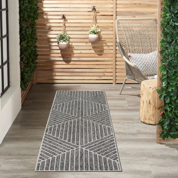 Nourison cozumel outdoor czm05 dark grey Grey Living Room Geometric Rug.