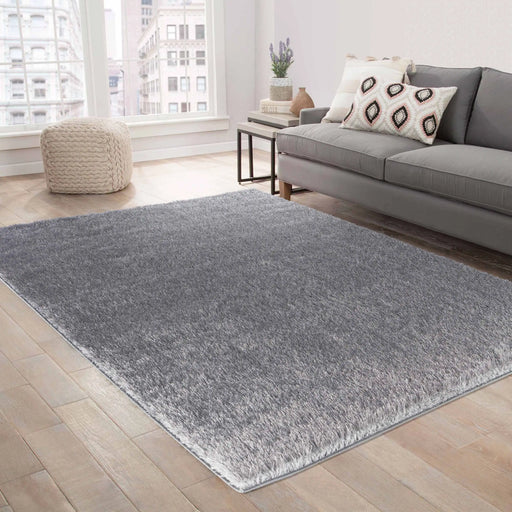 Serdim Rugs california 600 silver Grey Living Room Shaggy Rug.