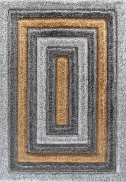 Serdim Rugs california 630 ochre Grey, Yellow Living Room Shaggy Rug.