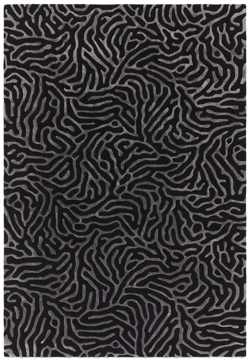 Asiatic katherine carnaby coral gunmetal Grey, Black Living Room Geometric Rug.