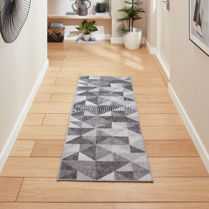 Coral H1057 Grey Modern Washable Rug
