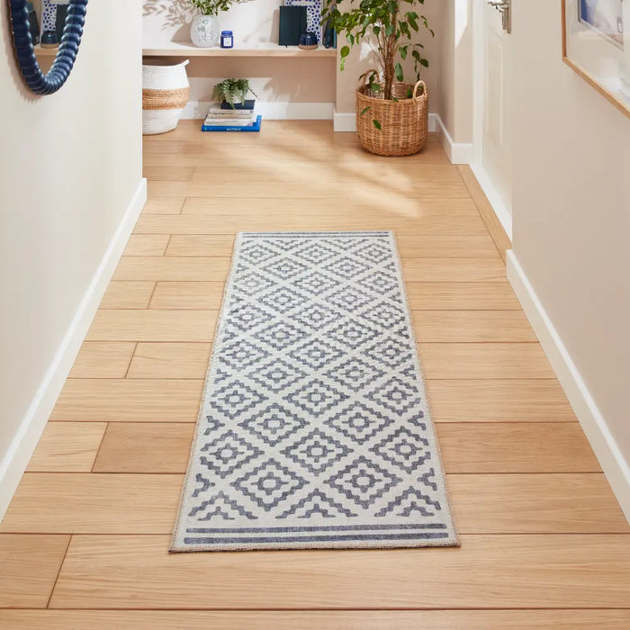 Coral H1058 Blue Modern Washable Rug