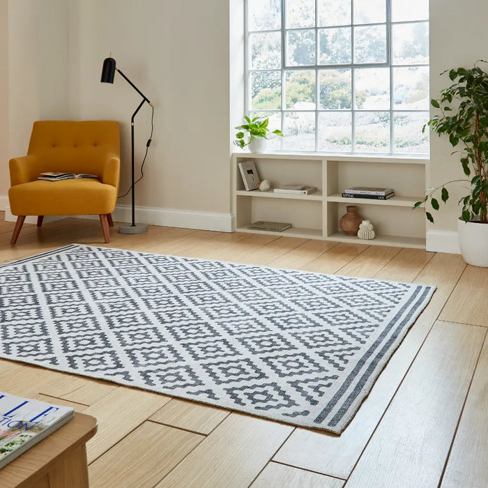 Coral H1058 Grey Modern Washable Rug