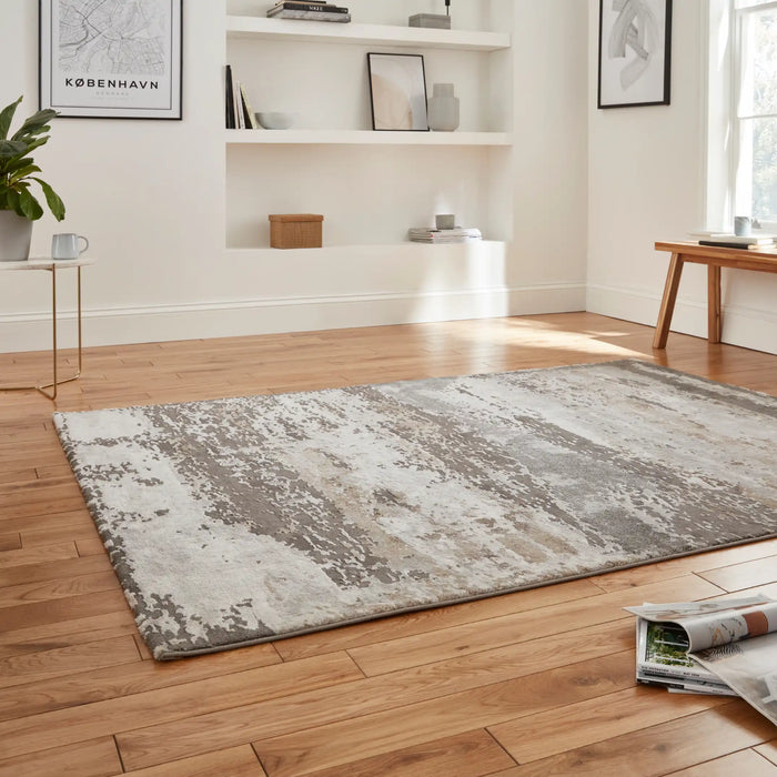 Think Rugs craft 19788 grey beige Grey, Beige Living Room Geometric Rug.