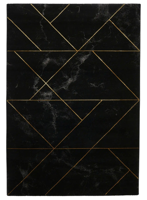 Think Rugs craft 23299 black gold Yellow, Black Living Room Geometric Rug.