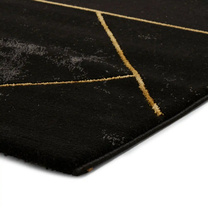 Think Rugs craft 23299 black gold Yellow, Black Living Room Geometric Rug.