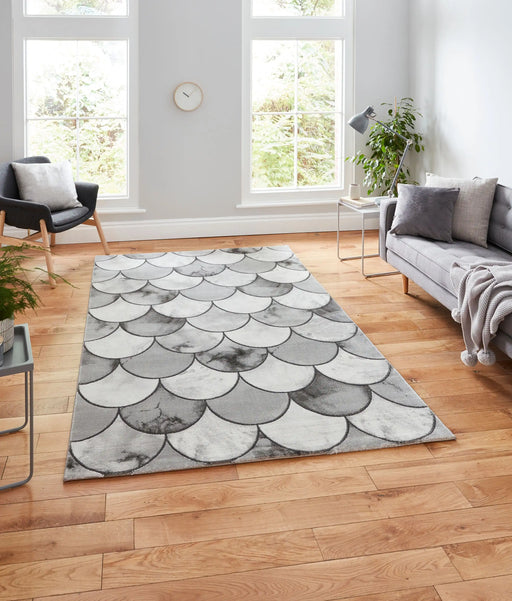 Think Rugs craft 23361 grey silver Grey Living Room Geometric Rug.