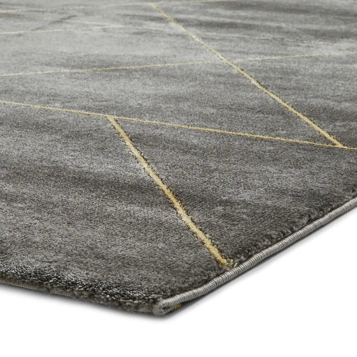 Think Rugs craft 23486 dark grey gold Grey, Yellow Living Room Geometric Rug.