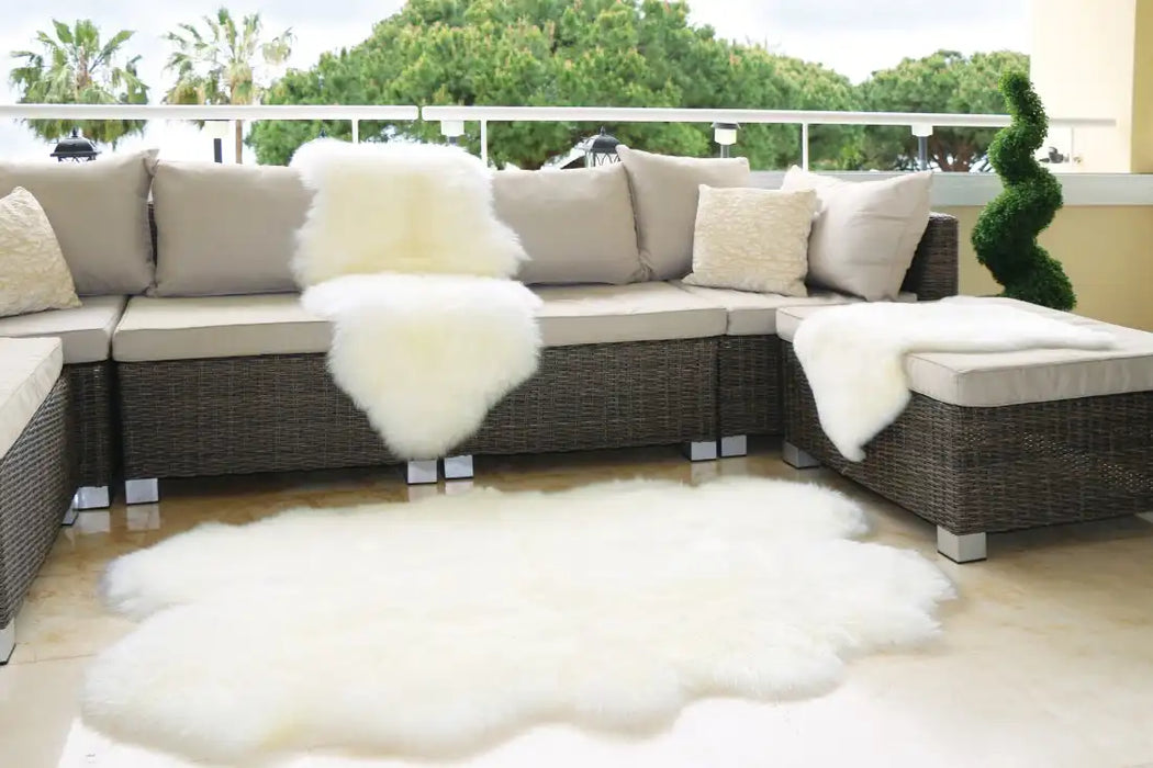 Origins sheepskins hug natural Ivory Living Room Wool Rug.