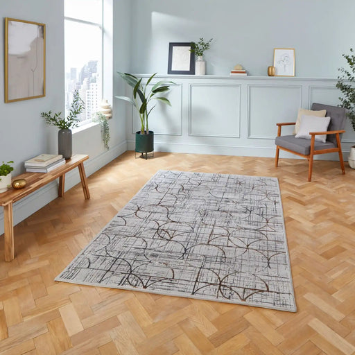 Think Rugs creation g2851 grey multi Grey Living Room Floral Rug.