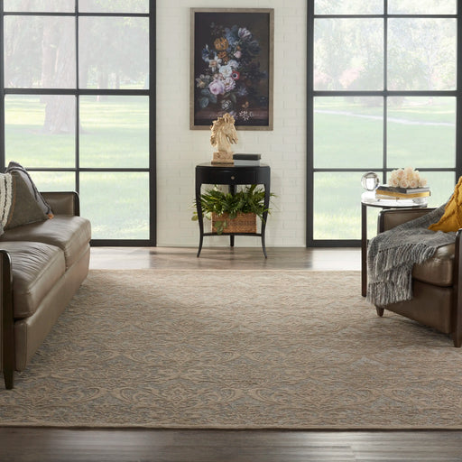 Nourison damask das02 grey Grey Living Room Flat Weave Rug.