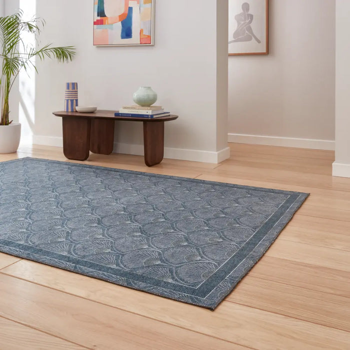 Catherine Lansfield Deco Peacock Washable Blue Rug
