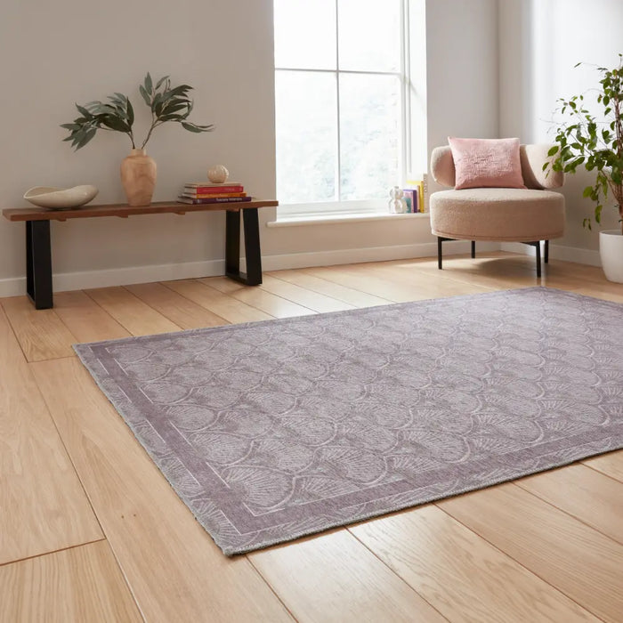 Catherine Lansfield Deco Peacock Washable Lilac Rug