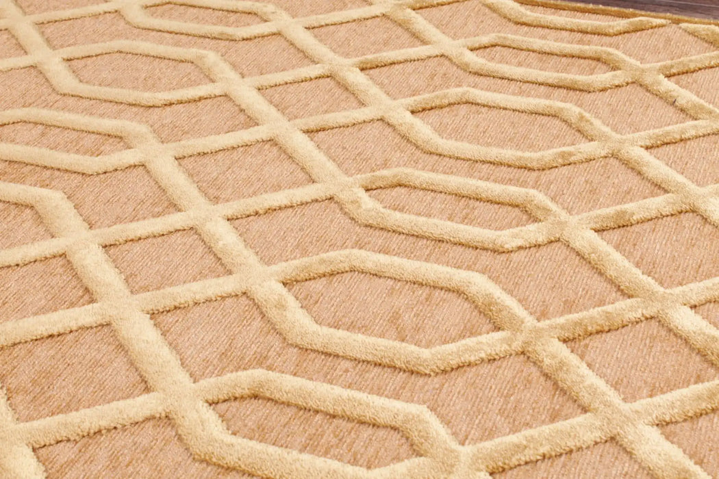 Prestige dimensions 625 gold Yellow Living Room Geometric Rug.