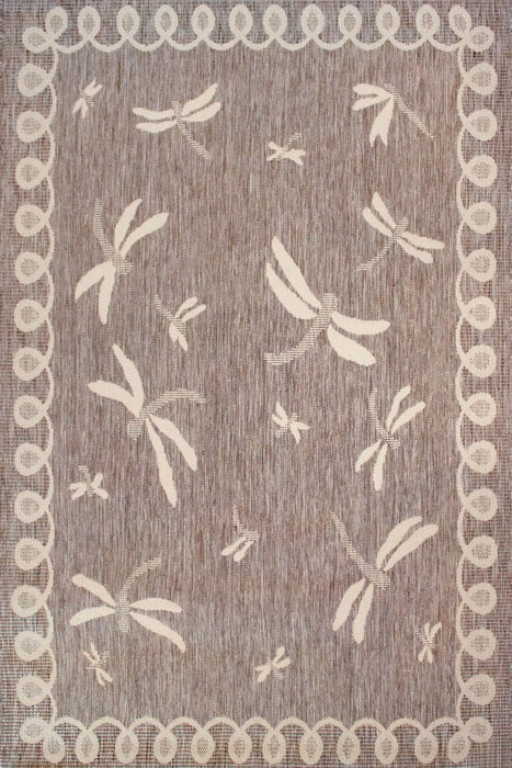 Rug Style terrace outdoor dragonfly taupe Brown Living Room Geometric Rug.