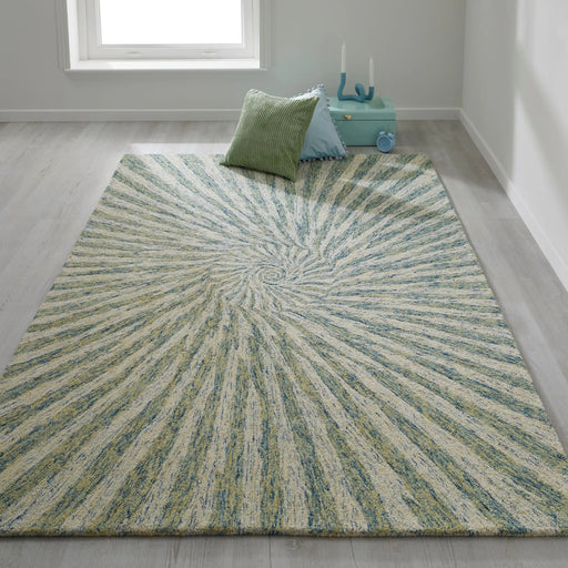 Oriental Weavers elements ow vortex Green Living Room Wool Rug.