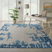 Nourison etchings etc04 ivory blue Blue, Ivory, Multicoloured Living Room  Rug.