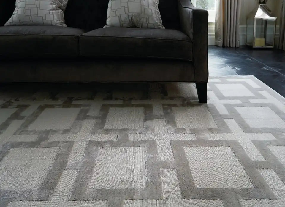 Asiatic eaton silver Grey Living Room Geometric Rug.