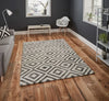 Think Rugs elegant 4893 grey white Grey, Ivory Living Room Geometric Rug.
