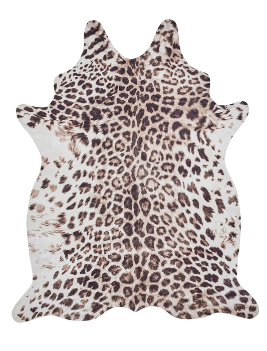 Think Rugs faux animal print leopard print Brown, Beige Living Room  Rug.