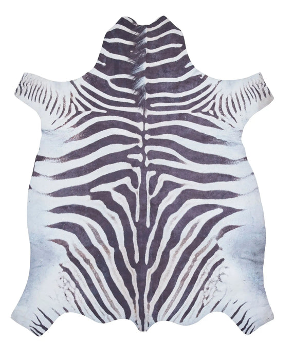 Think Rugs faux animal print zebra print Black, Ivory Living Room  Rug.