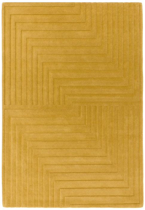 Asiatic form ochre Yellow  Wool Rug.