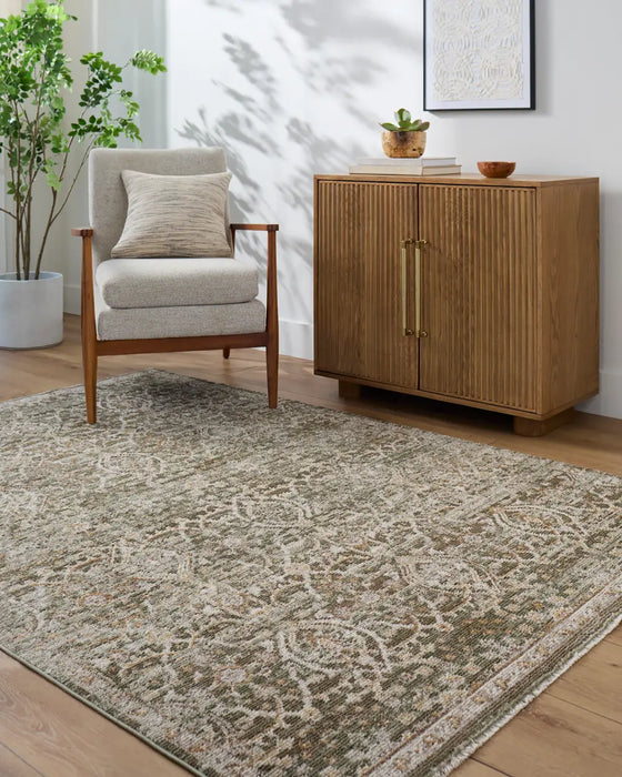 JONI Galey Alix x Livabliss Vintage Traditional Oriental Boho Olive/Cream Rug