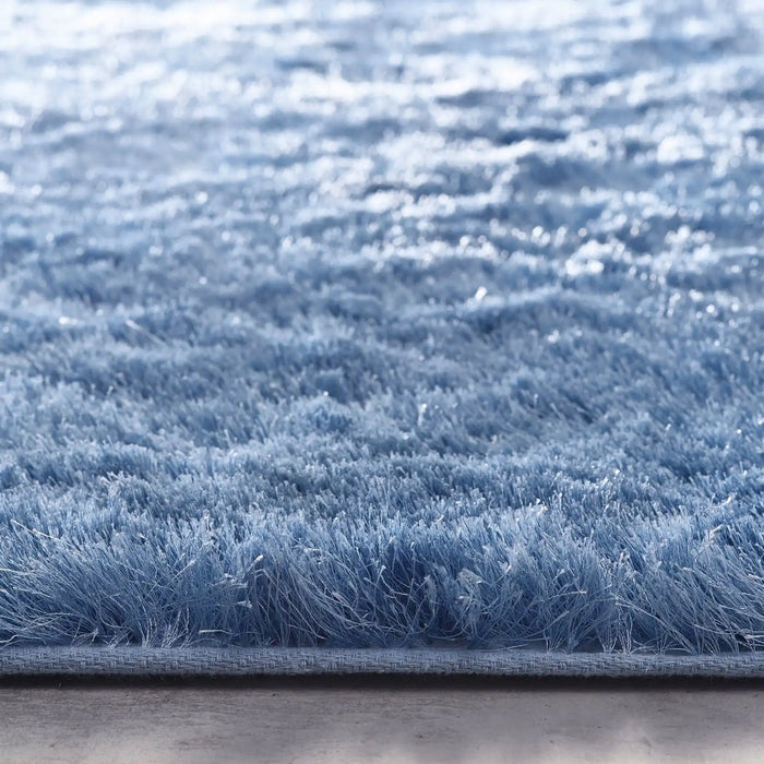 Origins shimmer denim blue Blue Living Room Shaggy Rug.