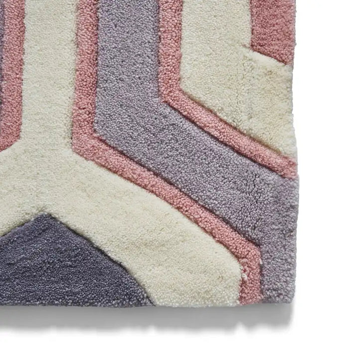 Think Rugs hk 3661 grey rose Grey, Pink Living Room Geometric Rug.