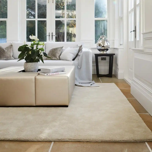 Rug Guru hush pebble Brown Living Room Wool Rug.