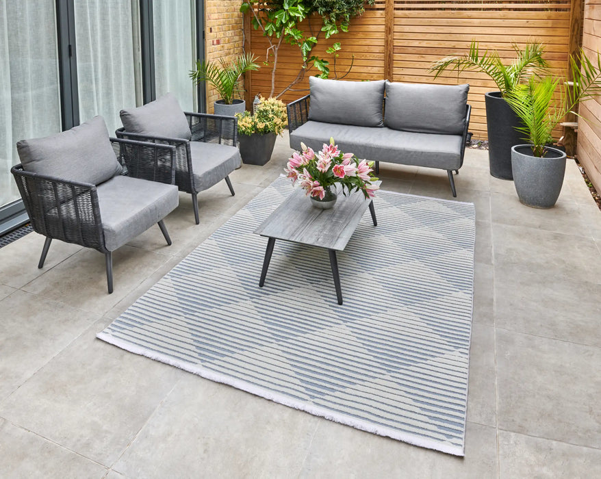 Concept Looms jazz rama jaz08 blue Blue Outdoor  Geometric Rug.