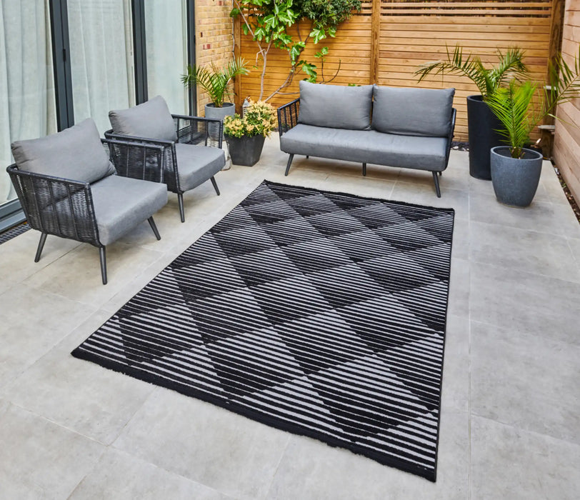 Concept Looms jazz rama jaz10 silver grey Grey, Black Outdoor  Geometric Rug.