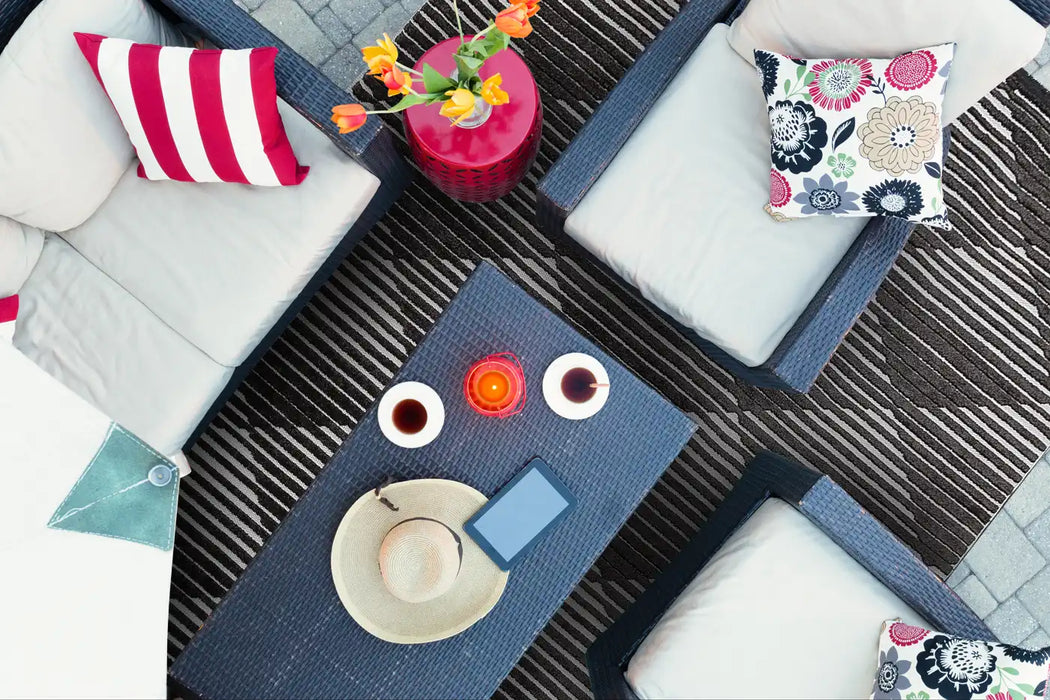 Concept Looms jazz rama jaz10 silver grey Grey, Black Outdoor  Geometric Rug.
