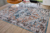 Louis de Poortere antiquarian heriz 8705 seray orange Blue, Orange Living Room Flat Weave Rug.