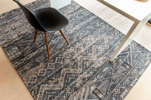 Louis de Poortere antiquarian kilim 9113 black rabat Black, Multicoloured Living Room Flat Weave Rug.