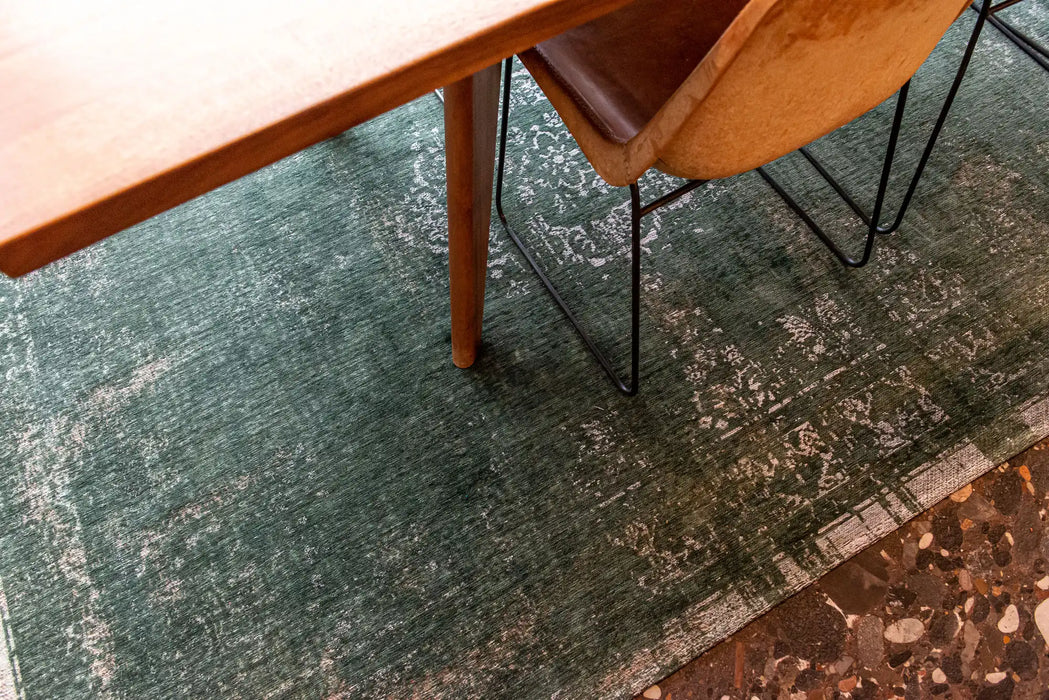 Louis de Poortere fading world medallion 9146 majestic forest Green Living Room Flat Weave Rug.