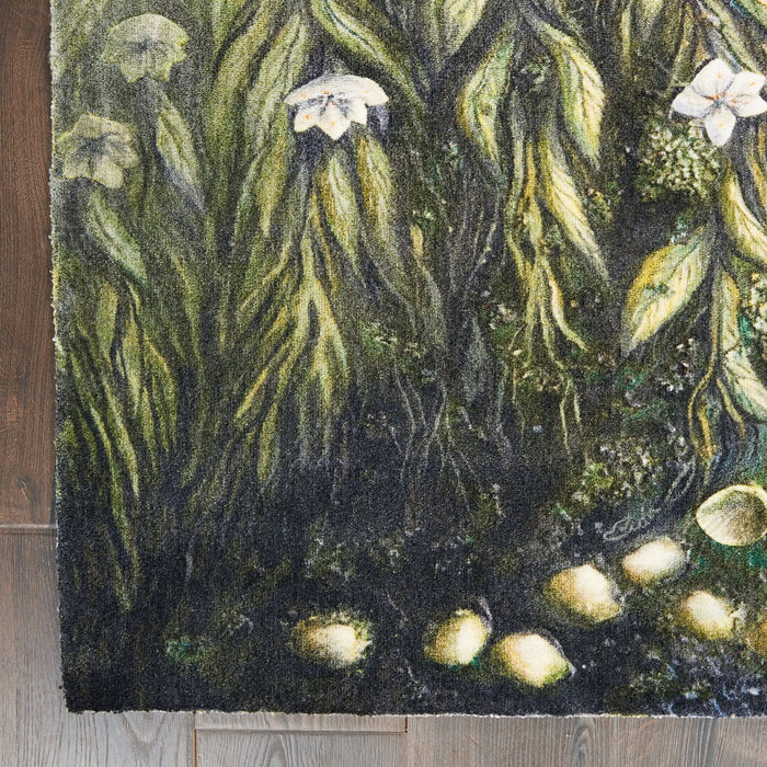Nourison lida sherafatmand lida4 Green, Multicoloured Living Room Floral Rug.